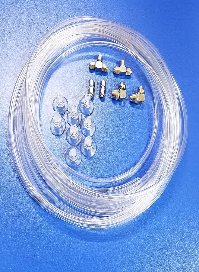 BASE WAVE طقم تحسين أنابيب ثاني أكسيد الكربون المقاومة للماء لأحواض السمك من BASE WAVE (شفاف) (أنبوب ثاني أكسيد الكربون بطول 30 قدمًا / مع وصلة معدنية وأكواب شفط) - Image 1